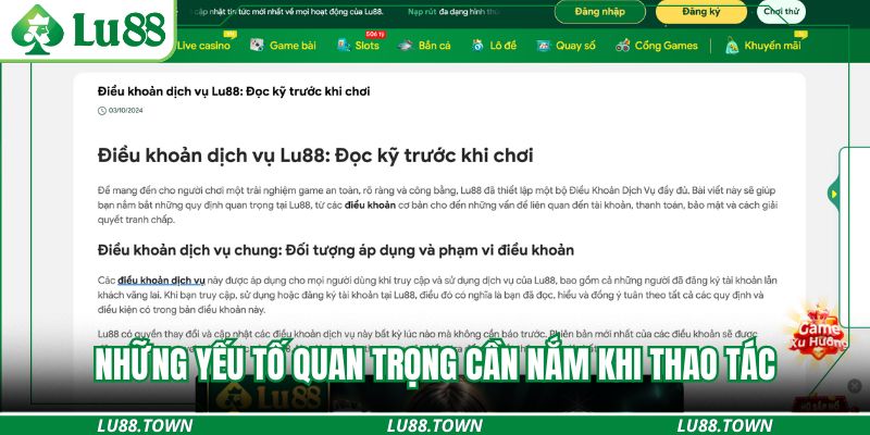 Những yếu tố quan trọng cần nắm khi thao tác