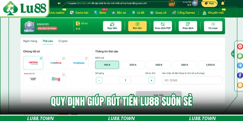 Quy định giúp rút tiền Lu88 suôn sẻ